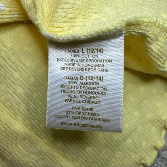 Secret Treasures Sleepwear Mini Dress. Size: Large. Yellow and white Polka Dots. - Picture 6 of 6